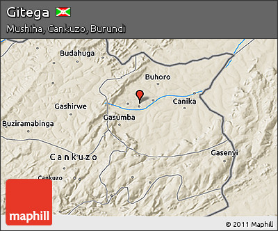 Shaded Relief 3D Map of Gitega