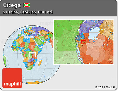 Political Location Map of Gitega