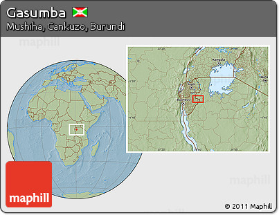 Savanna Style Location Map of Gasumba, hill shading