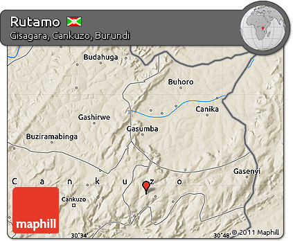 Shaded Relief Map of Rutamo