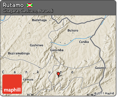 Shaded Relief Map of Rutamo