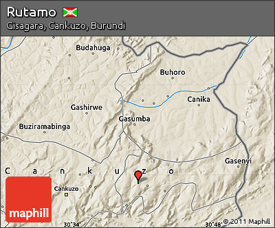 Shaded Relief Map of Rutamo