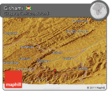 Physical Panoramic Map of Gishami