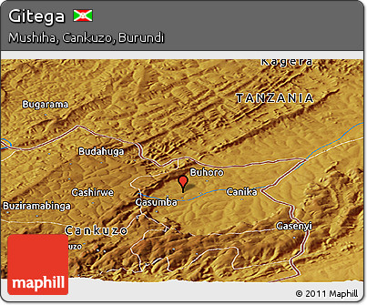 Physical Panoramic Map of Gitega