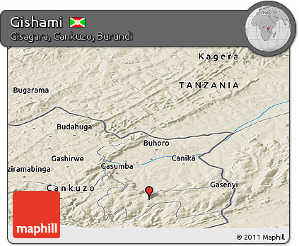 Shaded Relief Panoramic Map of Gishami