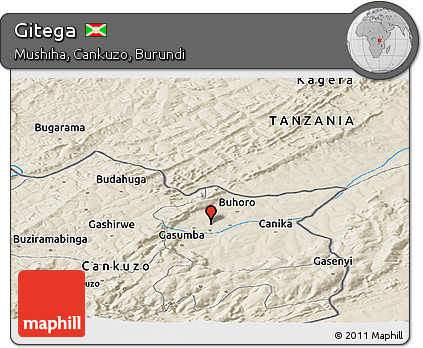 Shaded Relief Panoramic Map of Gitega