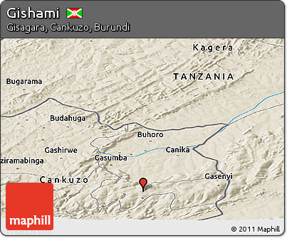 Shaded Relief Panoramic Map of Gishami