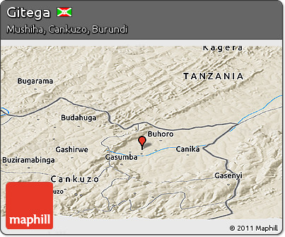 Shaded Relief Panoramic Map of Gitega