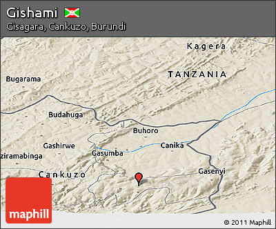Shaded Relief Panoramic Map of Gishami