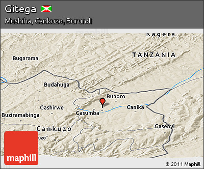 Shaded Relief Panoramic Map of Gitega
