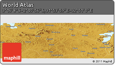 Physical Panoramic Map of the Area around 2° 58' 32" S, 32° 22' 30" E