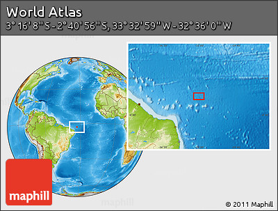 Physical Location Map of the Area around 2° 58' 32" S, 33° 4' 30" W