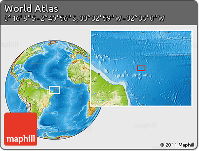 Physical Location Map of the Area around 2° 58' 32" S, 33° 4' 30" W