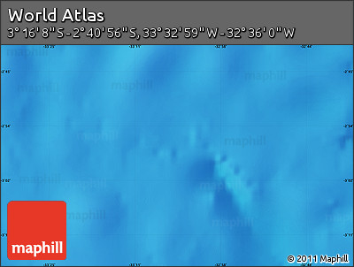 Shaded Relief Map of the Area around 2° 58' 32" S, 33° 4' 30" W