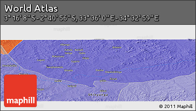 Political Panoramic Map of the Area around 2° 58' 32" S, 34° 4' 30" E