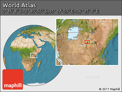 Satellite Location Map of the Area around 2° 58' 32" S, 35° 46' 29" E