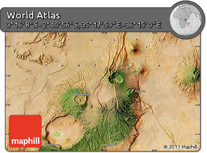 Satellite Map of the Area around 2° 58' 32" S, 35° 46' 29" E