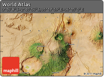 Satellite Map of the Area around 2° 58' 32" S, 35° 46' 29" E