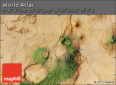 Satellite Map of the Area around 2° 58' 32" S, 35° 46' 29" E