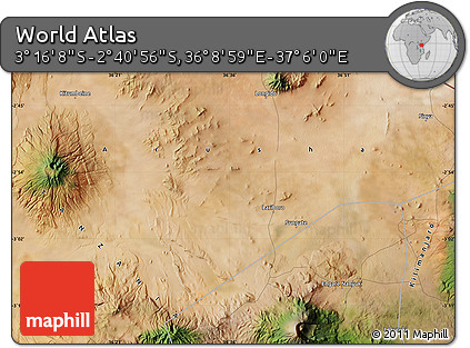 Satellite Map of the Area around 2° 58' 32" S, 36° 37' 30" E