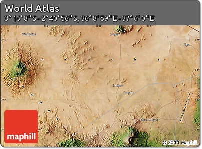 Satellite Map of the Area around 2° 58' 32" S, 36° 37' 30" E