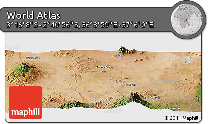 Satellite Panoramic Map of the Area around 2° 58' 32" S, 36° 37' 30" E