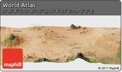 Satellite Panoramic Map of the Area around 2° 58' 32" S, 36° 37' 30" E