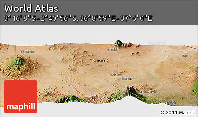 Satellite Panoramic Map of the Area around 2° 58' 32" S, 36° 37' 30" E