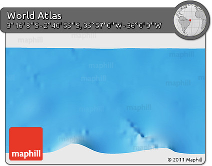 Shaded Relief 3D Map of the Area around 2° 58' 32" S, 36° 28' 30" W