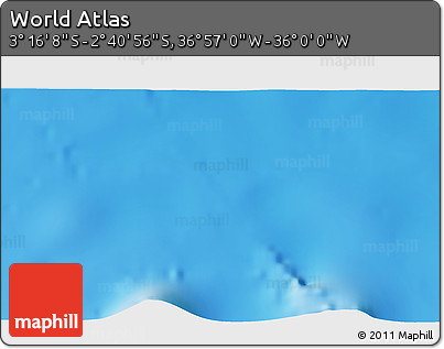 Shaded Relief 3D Map of the Area around 2° 58' 32" S, 36° 28' 30" W