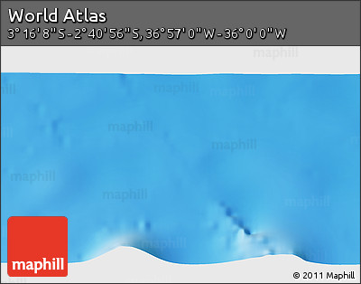 Shaded Relief 3D Map of the Area around 2° 58' 32" S, 36° 28' 30" W