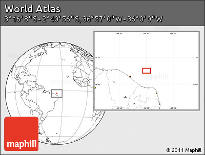 Blank Location Map of the Area around 2° 58' 32" S, 36° 28' 30" W