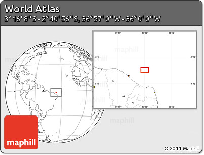 Blank Location Map of the Area around 2° 58' 32" S, 36° 28' 30" W