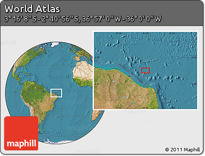 Satellite Location Map of the Area around 2° 58' 32" S, 36° 28' 30" W