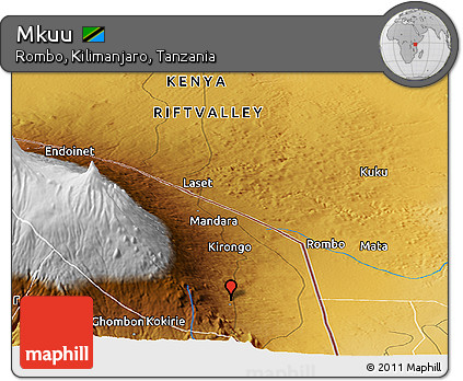 Physical Panoramic Map of Mkuu