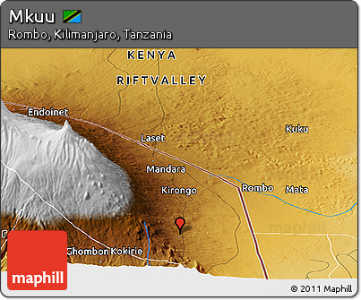 Physical Panoramic Map of Mkuu