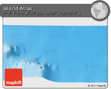 Shaded Relief 3D Map of the Area around 2° 58' 32" S, 37° 19' 30" W
