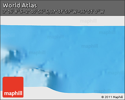 Shaded Relief 3D Map of the Area around 2° 58' 32" S, 37° 19' 30" W