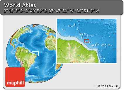 Physical Location Map of the Area around 2° 58' 32" S, 37° 19' 30" W