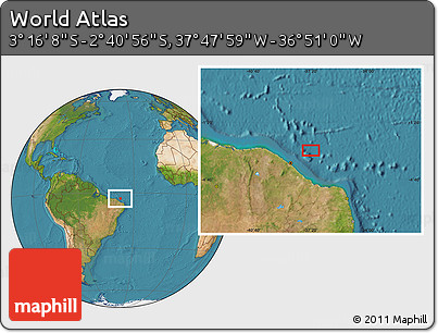 Satellite Location Map of the Area around 2° 58' 32" S, 37° 19' 30" W
