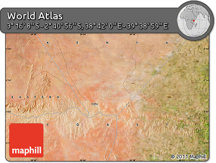 Satellite Map of the Area around 2° 58' 32" S, 39° 10' 29" E