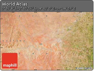 Satellite Map of the Area around 2° 58' 32" S, 39° 10' 29" E