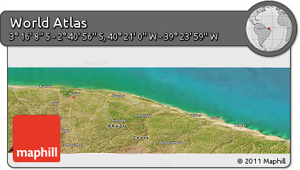 Satellite Panoramic Map of the Area around 2° 58' 32" S, 39° 52' 30" W