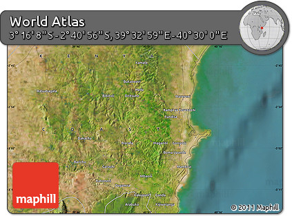 Satellite Map of the Area around 2° 58' 32" S, 40° 1' 29" E
