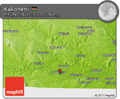 Physical Panoramic Map of Kakoneni