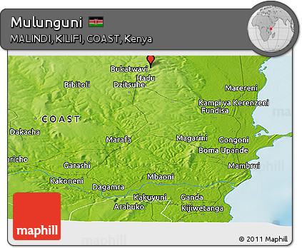 Physical Panoramic Map of Mulunguni