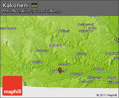Physical Panoramic Map of Kakoneni