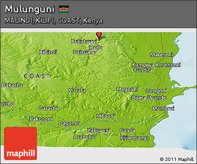 Physical Panoramic Map of Mulunguni