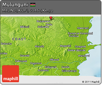 Physical Panoramic Map of Mulunguni
