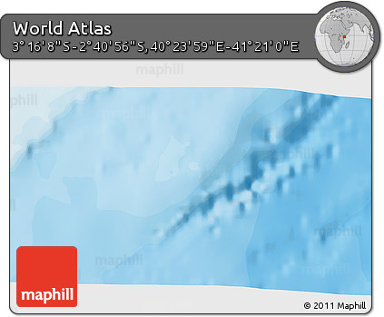 Political 3D Map of the Area around 2° 58' 32" S, 40° 52' 30" E